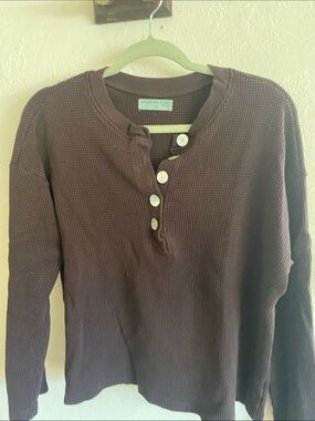 Electric & Rose Chocolate Brown Waffle Henley Sweater